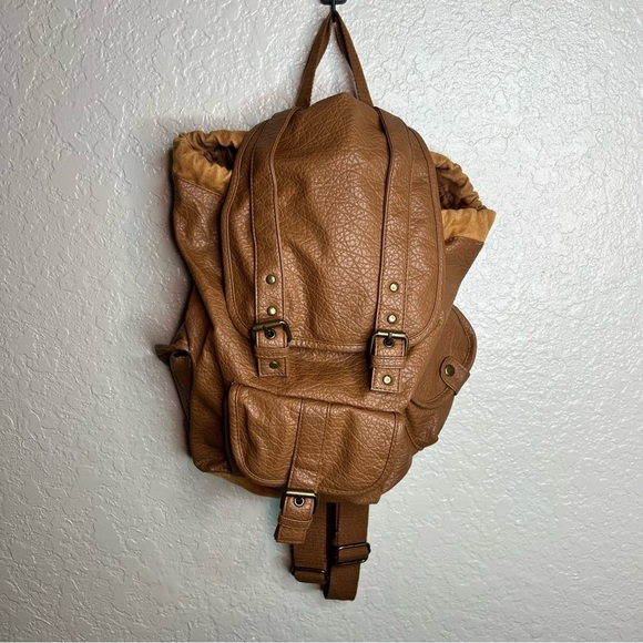 Brown Faux Leather Backpack Bag - Picture 2 of 11